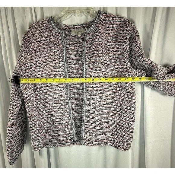 Ann Taylor LOFT Multi-Color Tweed Open Front‎ Bell Sleeve Jacket S Preppy 89-13 - Picture 6 of 12